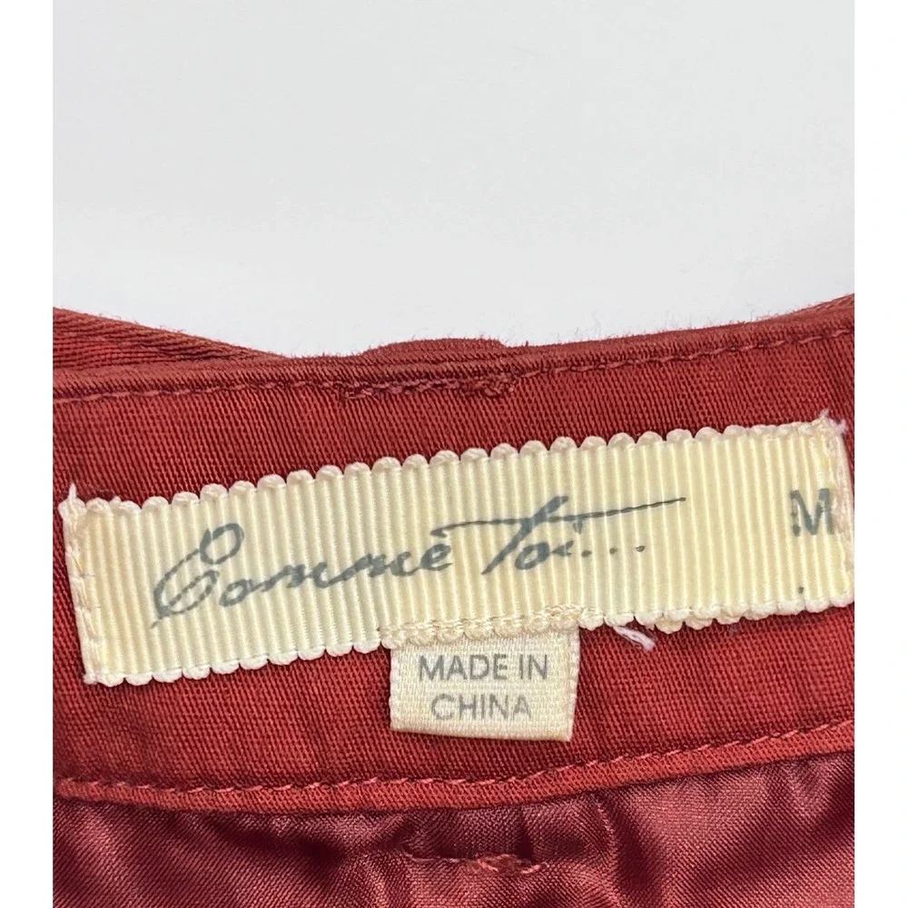 Comme Toi Womens Medium Rust Red Double Breasted Trench Skirt Belted A-Line